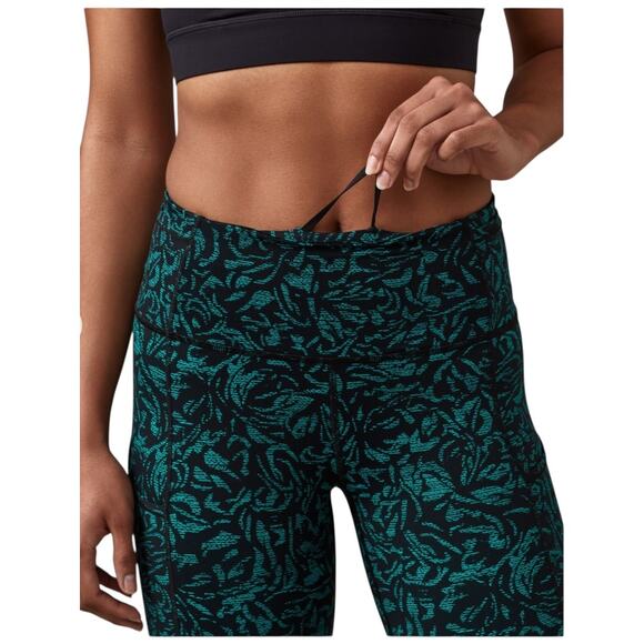 NWOT Lululemon Fast & Free Crop 19" Side Pocket Thrive Viridian Green Black Sz 6 - Picture 8 of 13